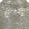 Jenna Decorative Vase with Brick-Like Patterns | Silver Textured Resin