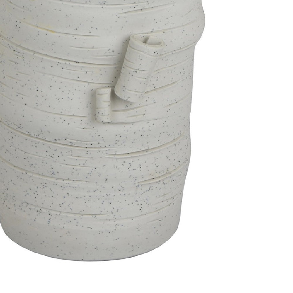 Moona Modern Vase with Sculpted Raised Details | White Textured Ceramic