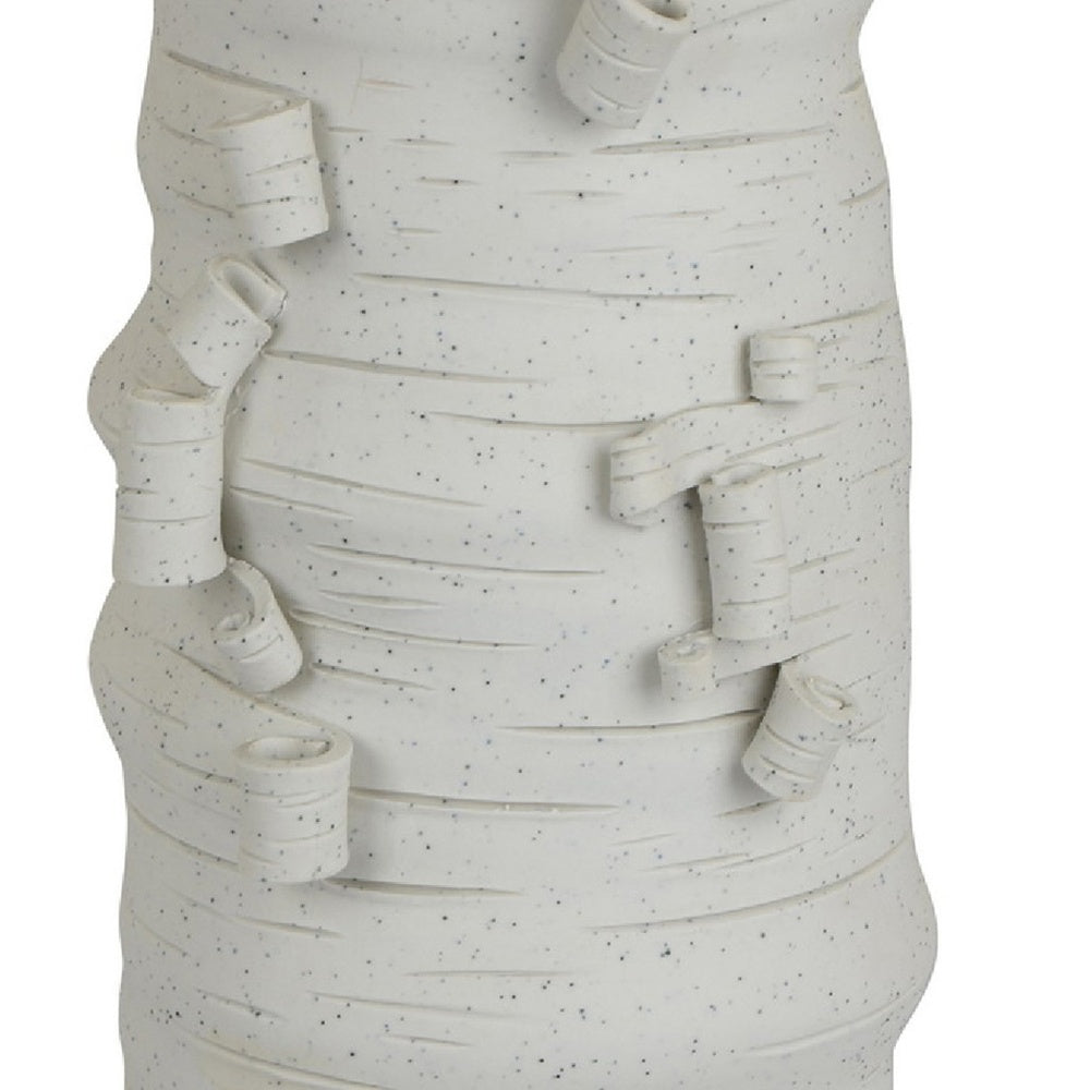 Moona Modern Vase with Sculpted Raised Details | White Textured Ceramic