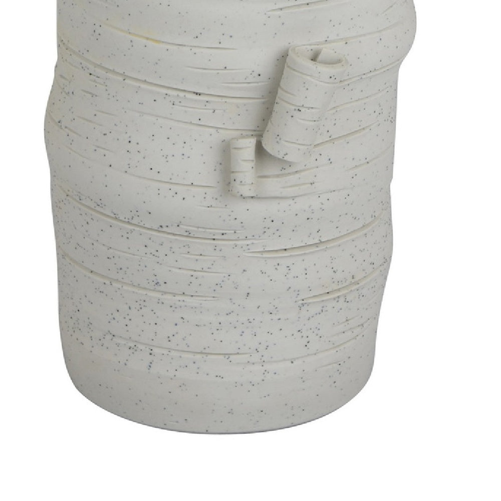 Moona Modern Vase with Sculpted Raised Details | White Textured Ceramic