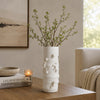 Moona Modern Vase with Sculpted Raised Details | White Textured Ceramic