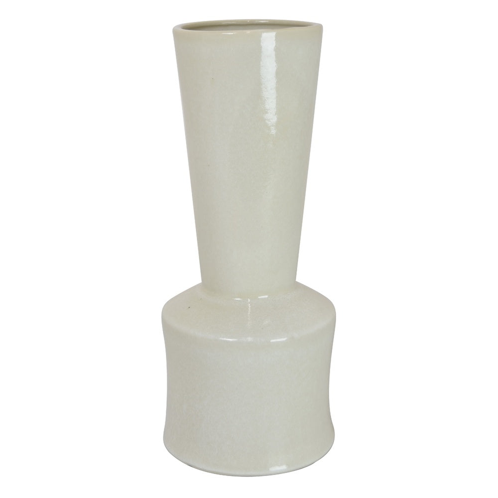 Ginny Decorative Vase with Slender Neck | Glossy White Ceramic 16"