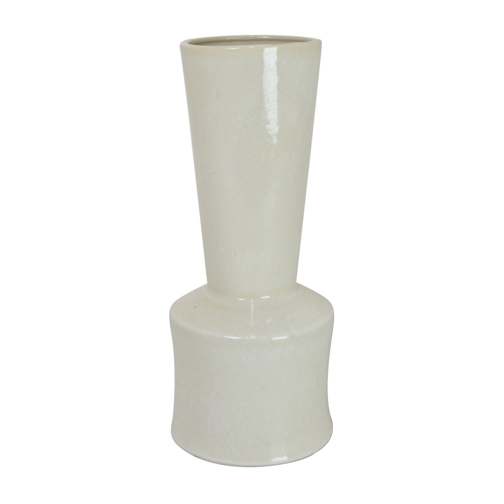 Ginny Decorative Vase with Slender Neck | Glossy White Ceramic 16"