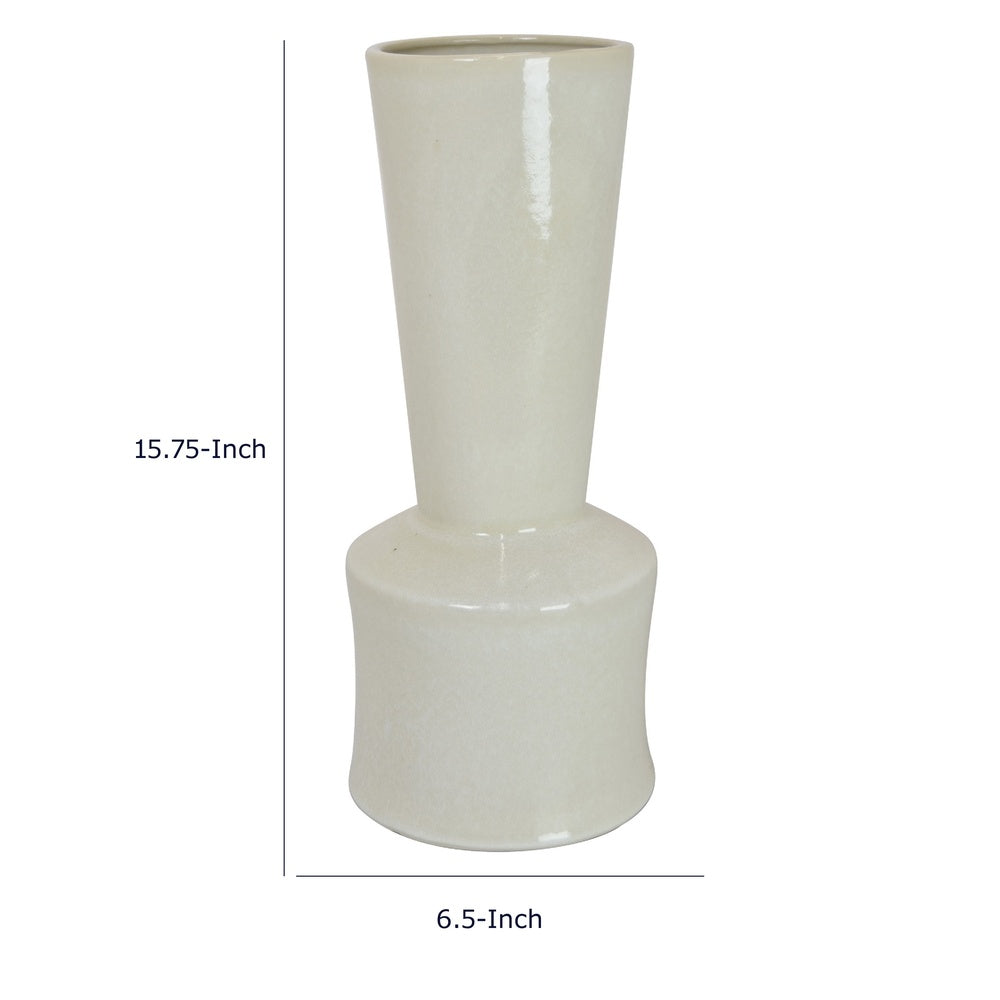Ginny Decorative Vase with Slender Neck | Glossy White Ceramic 16"