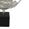 Steve Abstract Ring Sculpture with Black Pedestal St& | Textured Silver