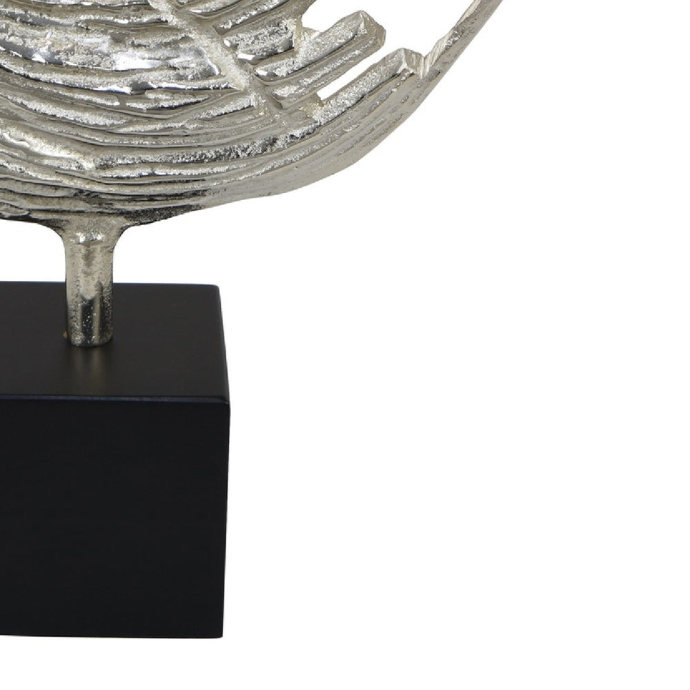 Steve Abstract Ring Sculpture with Black Pedestal St& | Textured Silver