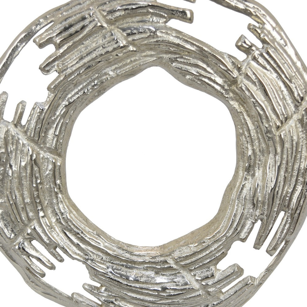 Steve Abstract Ring Sculpture with Black Pedestal St& | Textured Silver
