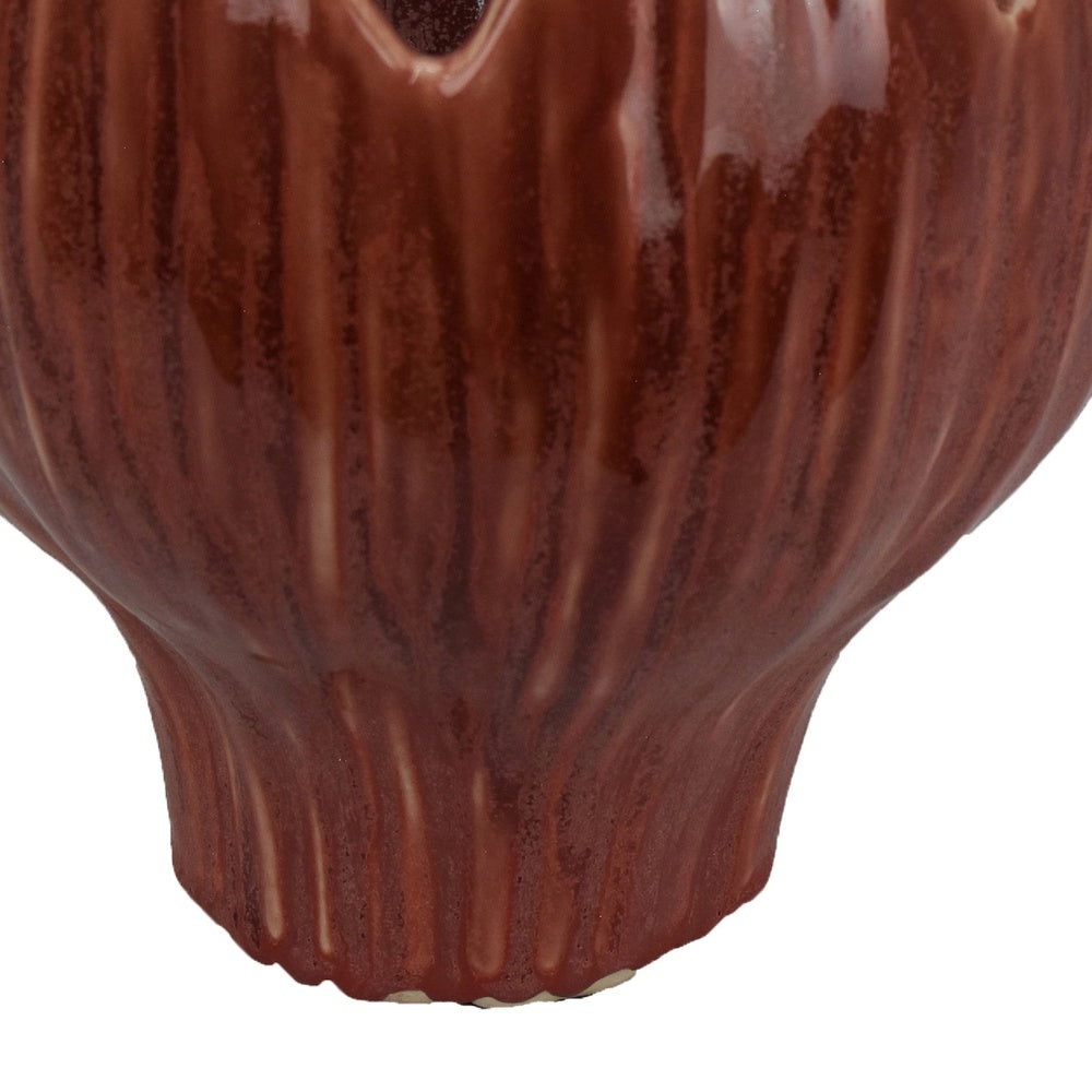 Siena Decorative Planter with Petal Edge Design | Red Ceramic 10"