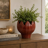 Siena Decorative Planter with Petal Edge Design | Red Ceramic 10"