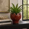 Siena Decorative Planter with Petal Edge Design | Red Ceramic 10"