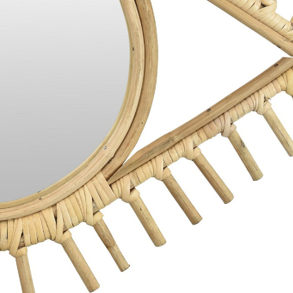 Greta Eye-Shaped Wall-Mounted Mirror | Sunburst Frame | Natural Fiber
