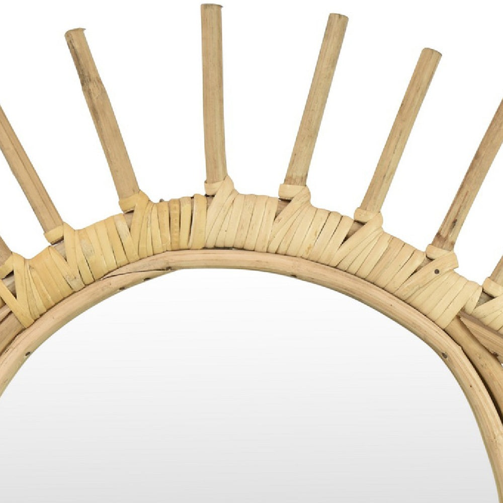 Greta Eye-Shaped Wall-Mounted Mirror | Sunburst Frame | Natural Fiber