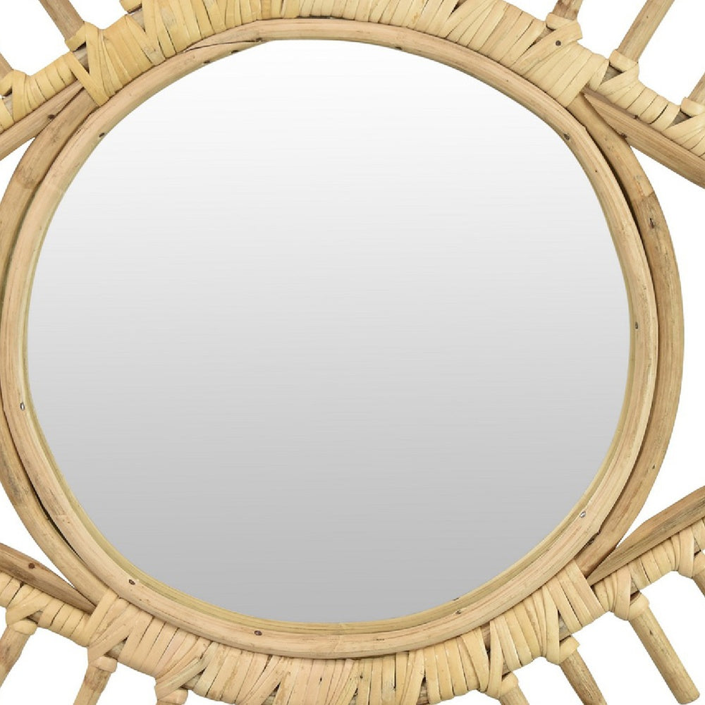 Greta Eye-Shaped Wall-Mounted Mirror | Sunburst Frame | Natural Fiber