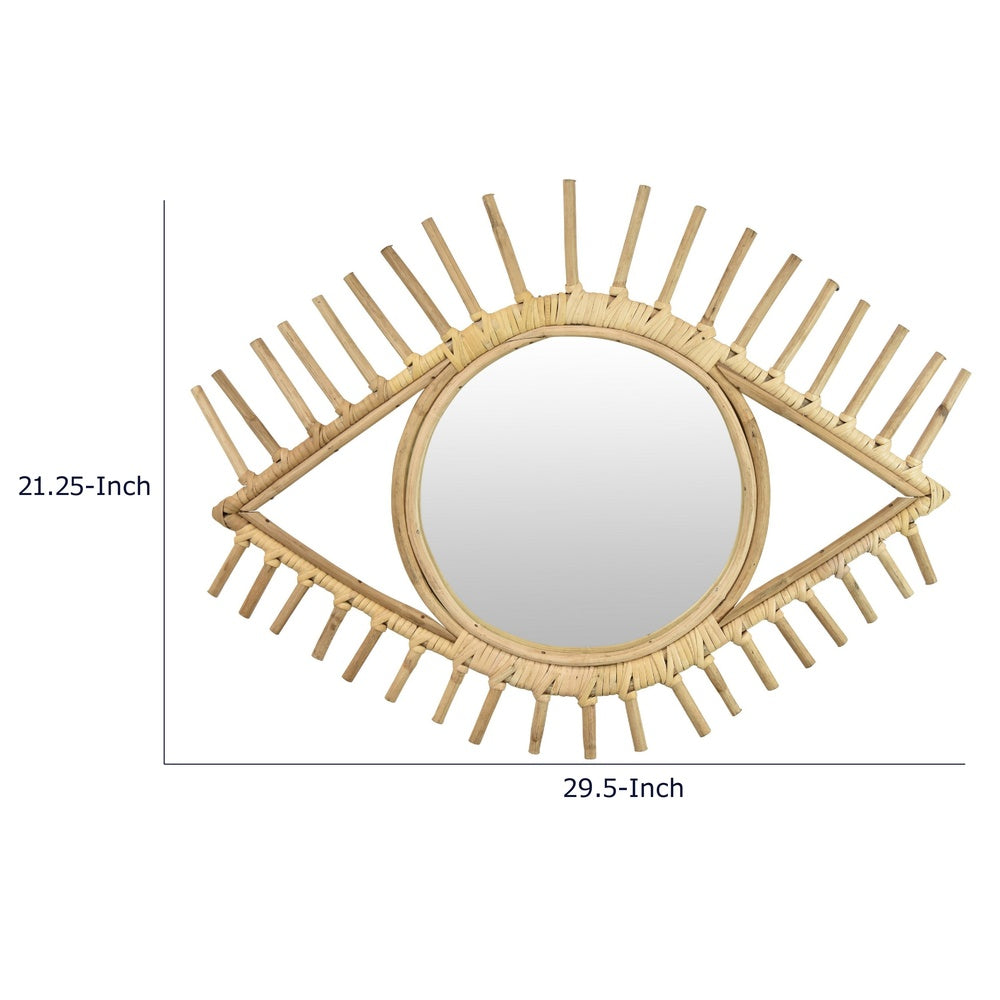 Greta Eye-Shaped Wall-Mounted Mirror | Sunburst Frame | Natural Fiber