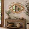Greta Eye-Shaped Wall-Mounted Mirror | Sunburst Frame | Natural Fiber