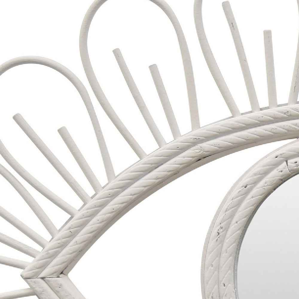 Davie Eye-Shaped Wall Mirror with Loop Details | White Natural Fiber