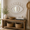 Davie Eye-Shaped Wall Mirror with Loop Details | White Natural Fiber