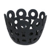 Laura Round Bowl with Circular Cutout Patterns | Black Ceramic 11"