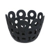 Laura Round Bowl with Circular Cutout Patterns | Black Ceramic 11"