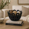 Laura Round Bowl with Circular Cutout Patterns | Black Ceramic 11"