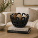 Laura Round Bowl with Circular Cutout Patterns | Black Ceramic 11"