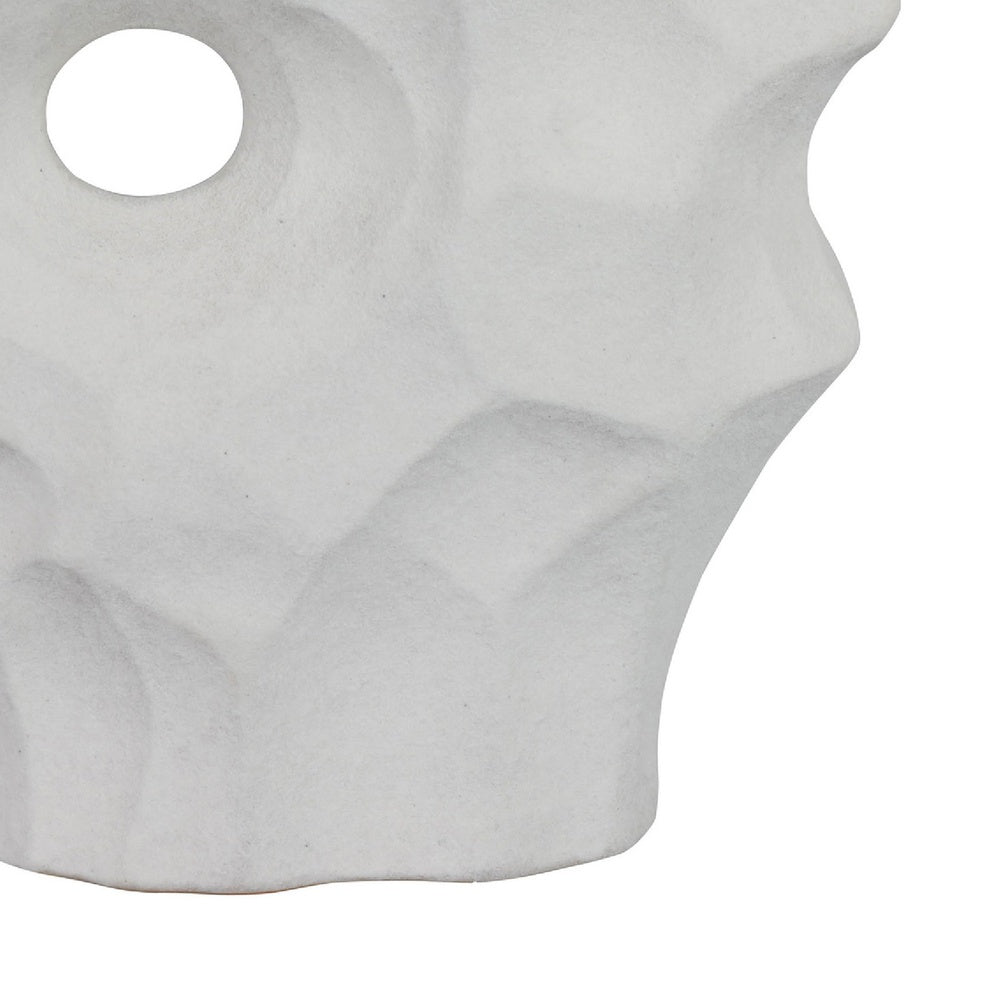 Joel Abstract Sculpted Vase with Textured Organic Form | White Ceramic 15"