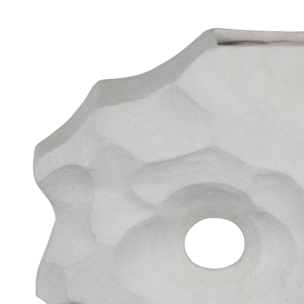 Joel Abstract Sculpted Vase with Textured Organic Form | White Ceramic 15"
