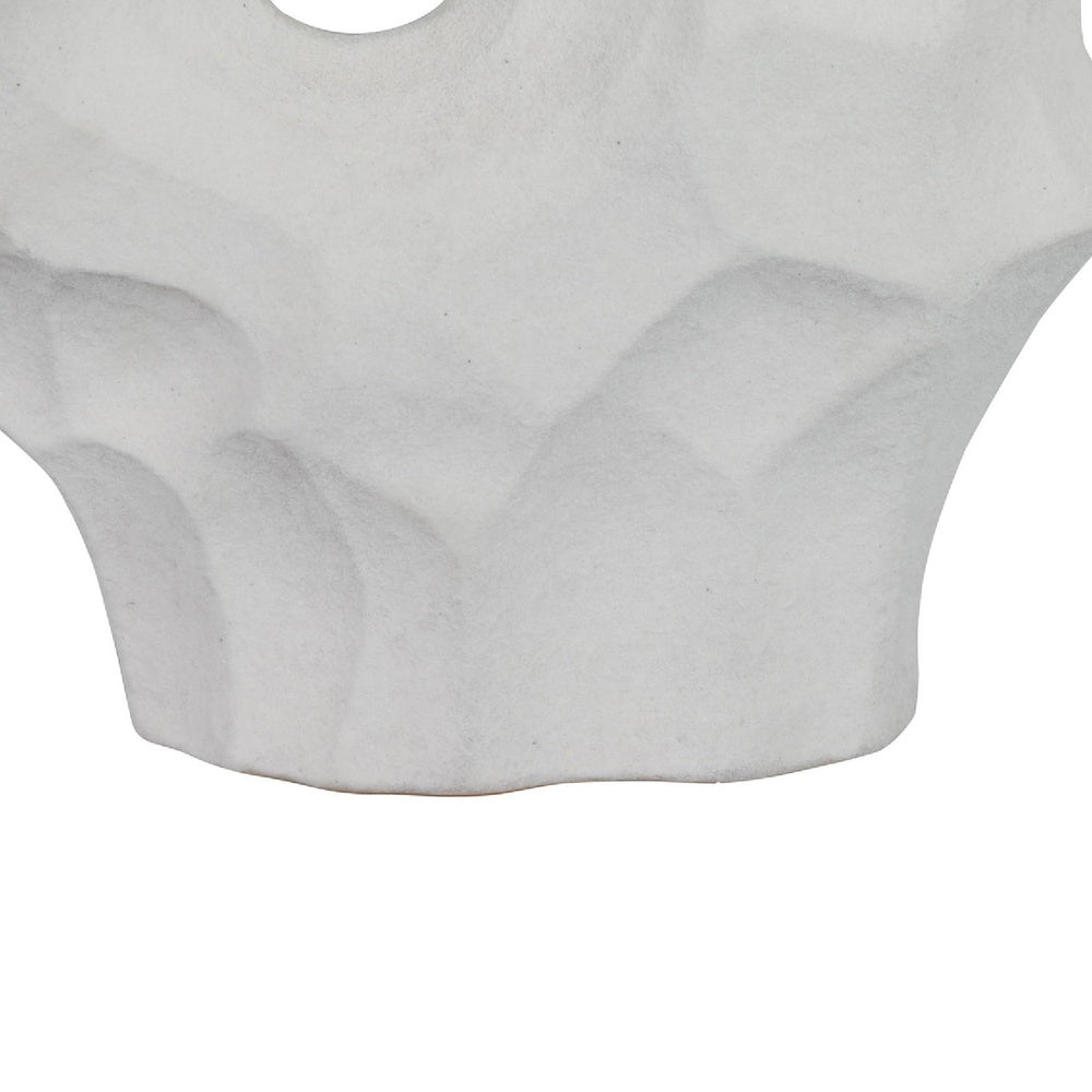 Joel Abstract Sculpted Vase with Textured Organic Form | White Ceramic 15"