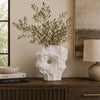 Joel Abstract Sculpted Vase with Textured Organic Form | White Ceramic 15"