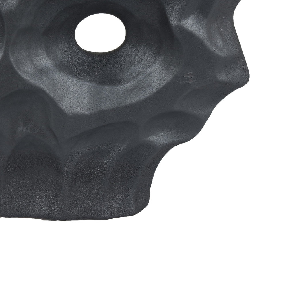 Joel Abstract Sculpted Vase with Textured Organic Form | Black Ceramic 15"