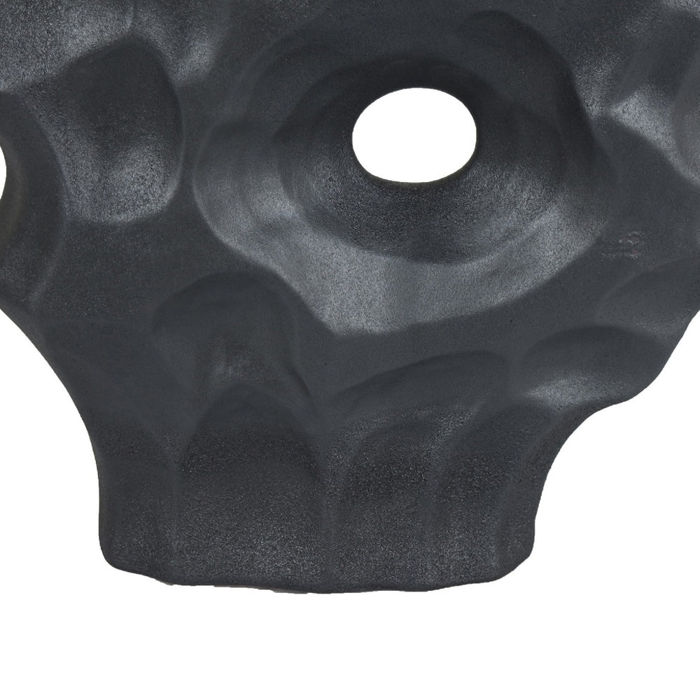Joel Abstract Sculpted Vase with Textured Organic Form | Black Ceramic 15"