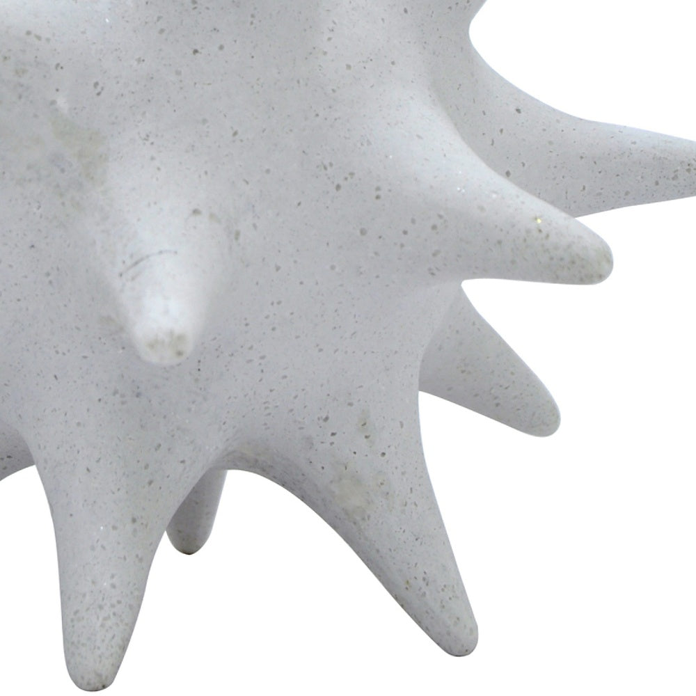 Xyla Decorative Orb with Spiked Starburst Patterns | White Resin 8"