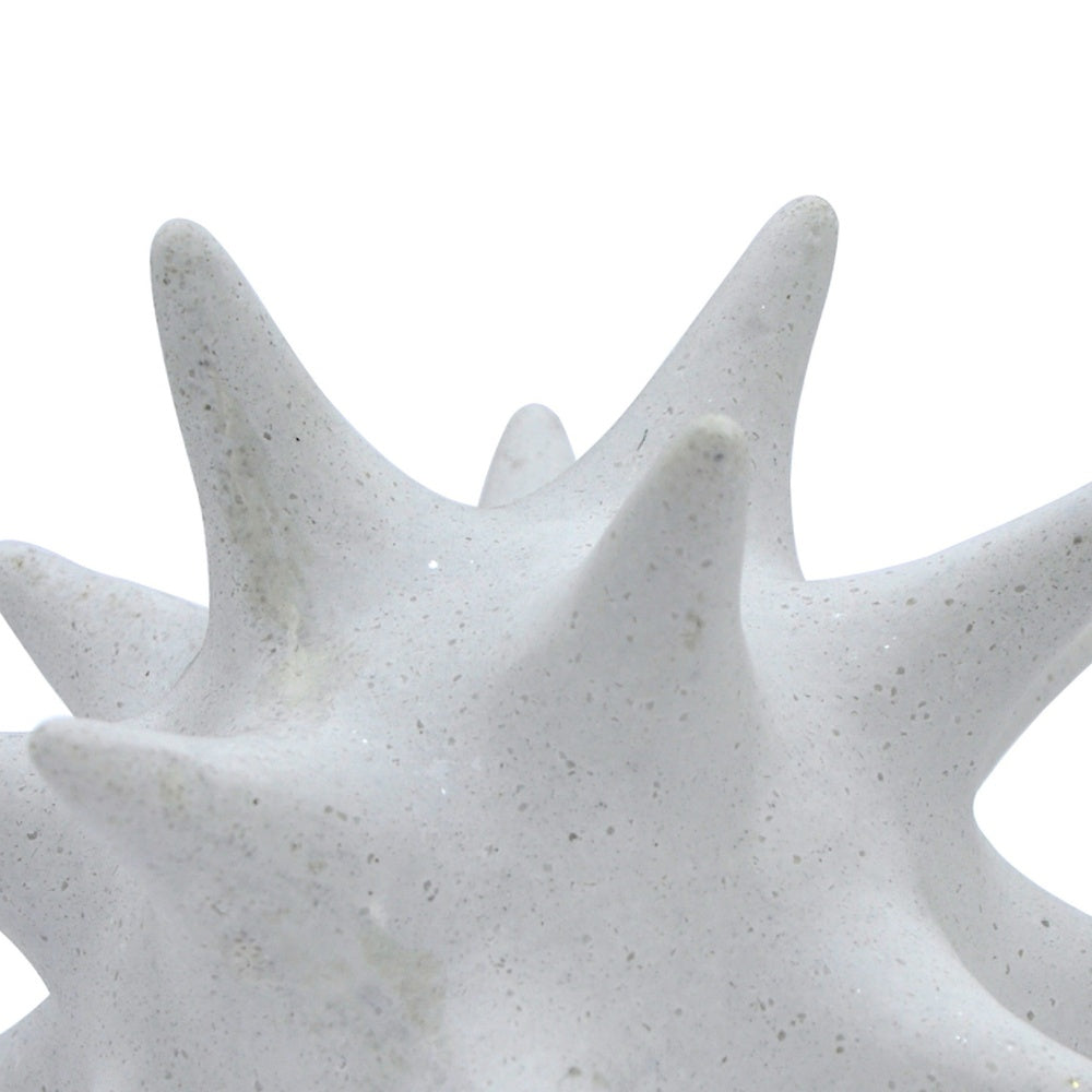 Xyla Decorative Orb with Spiked Starburst Patterns | White Resin 8"