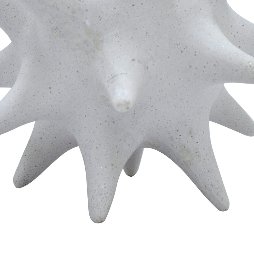 Xyla Decorative Orb with Spiked Starburst Patterns | White Resin 8"