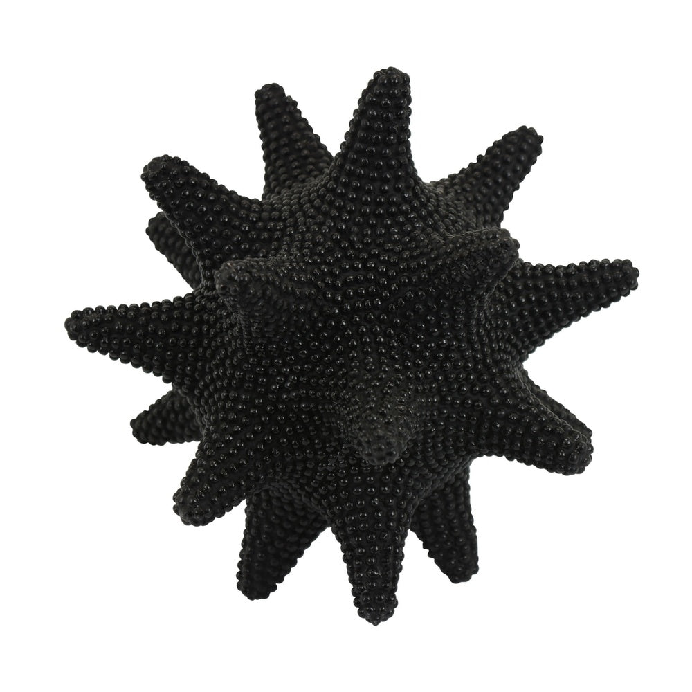 Noah Decorative Orb Sculpture with Spiked Details | Black Resin 8"