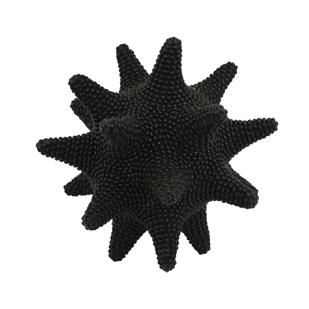 Noah Decorative Orb Sculpture with Spiked Details | Black Resin 8"