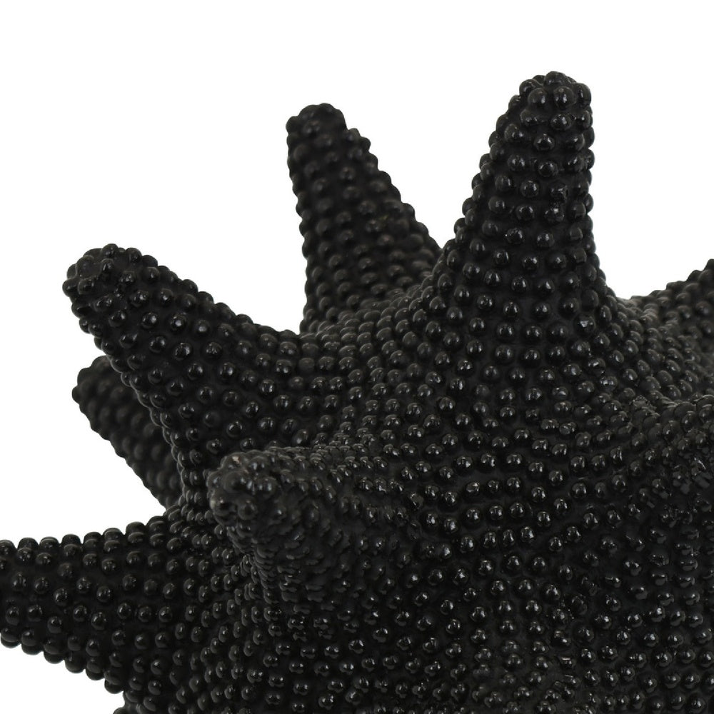 Noah Decorative Orb Sculpture with Spiked Details | Black Resin 8"