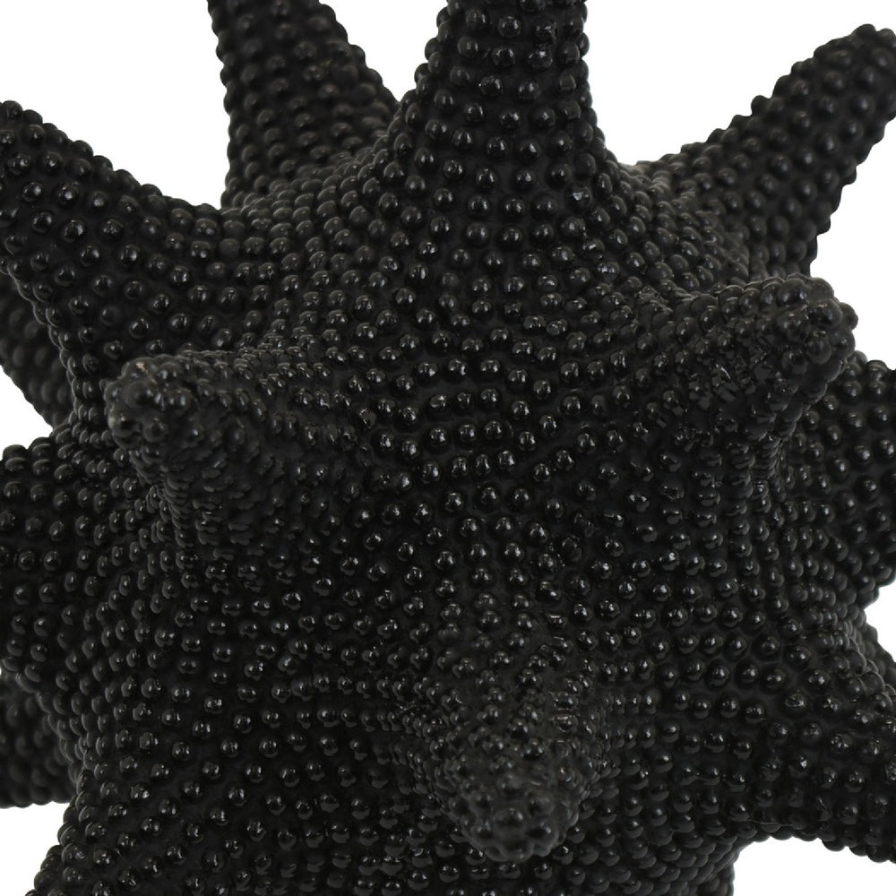 Noah Decorative Orb Sculpture with Spiked Details | Black Resin 8"