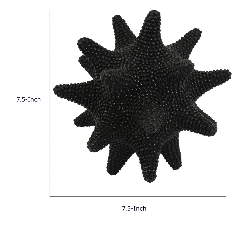 Noah Decorative Orb Sculpture with Spiked Details | Black Resin 8"