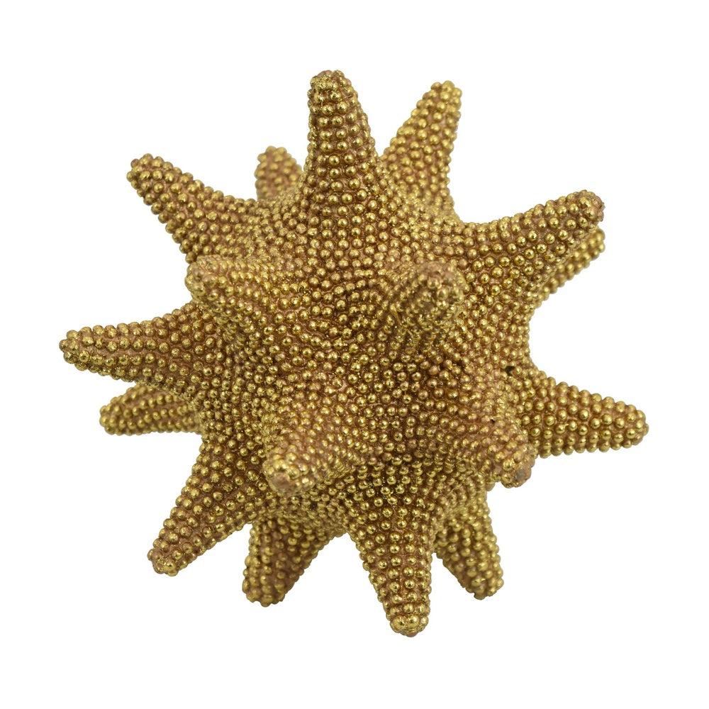 Noah Decorative Orb Sculpture with Spiked Details | Gold Resin 8"