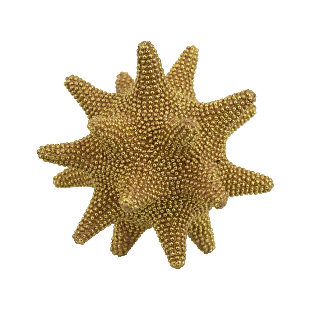 Noah Decorative Orb Sculpture with Spiked Details | Gold Resin 8"