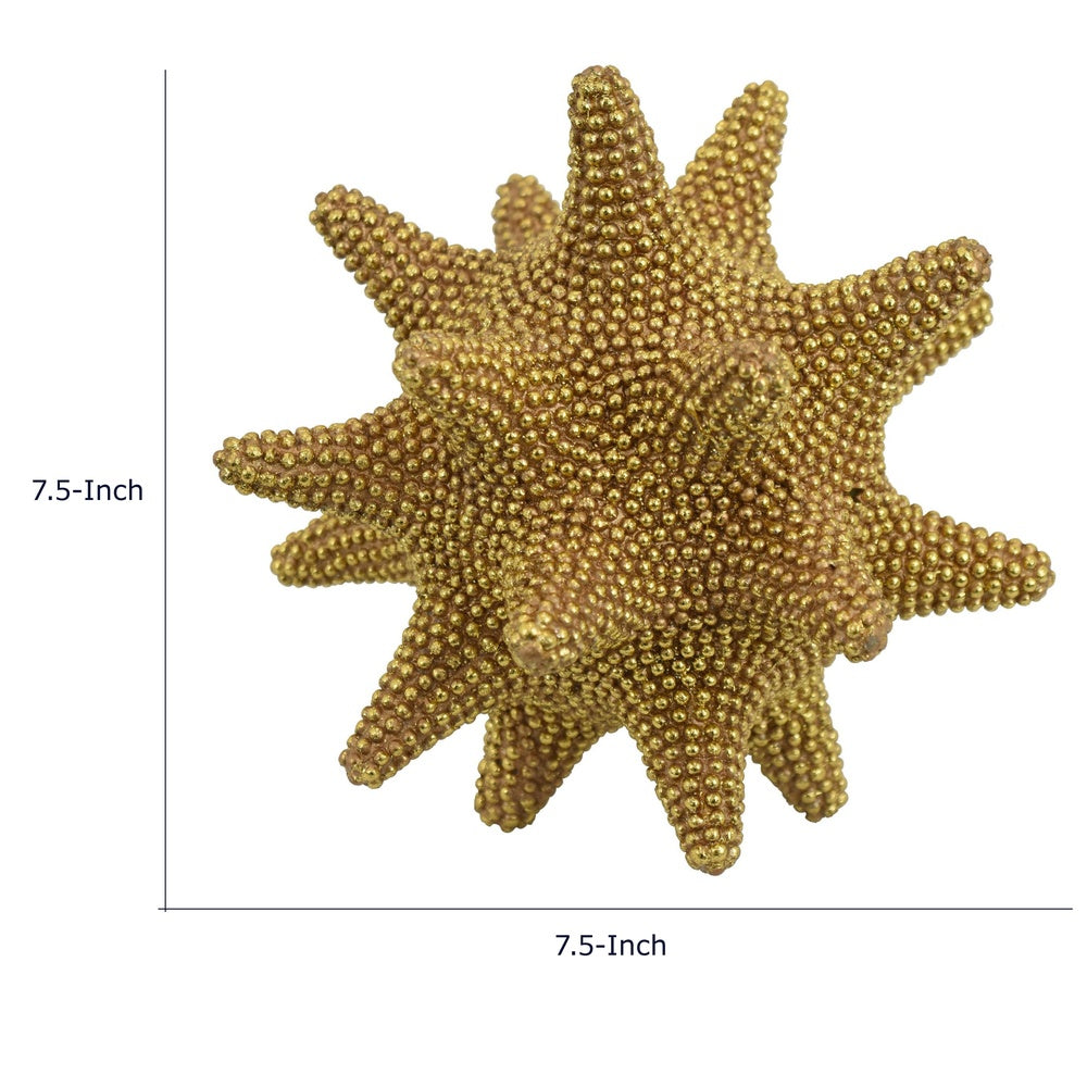 Noah Decorative Orb Sculpture with Spiked Details | Gold Resin 8"