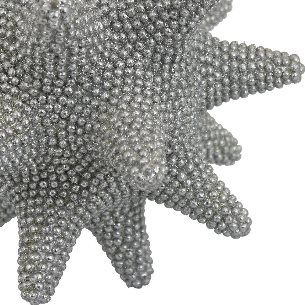 Noah Decorative Orb Sculpture with Spiked Details | Silver Resin 8"