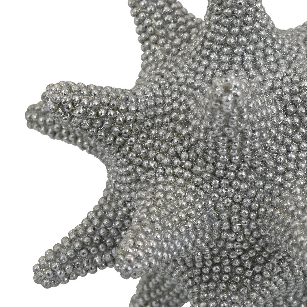 Noah Decorative Orb Sculpture with Spiked Details | Silver Resin 8"