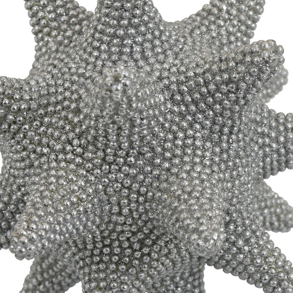 Noah Decorative Orb Sculpture with Spiked Details | Silver Resin 8"