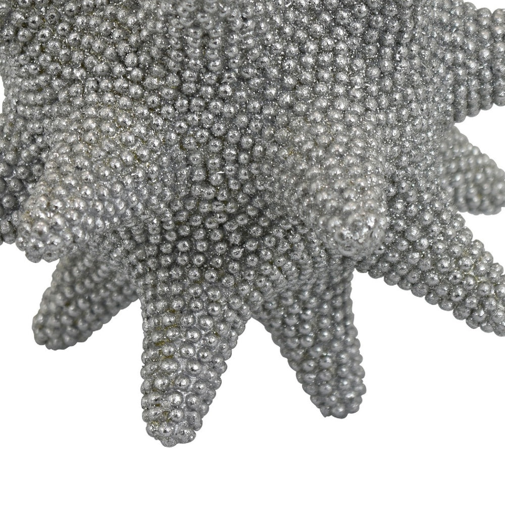 Noah Decorative Orb Sculpture with Spiked Details | Silver Resin 8"