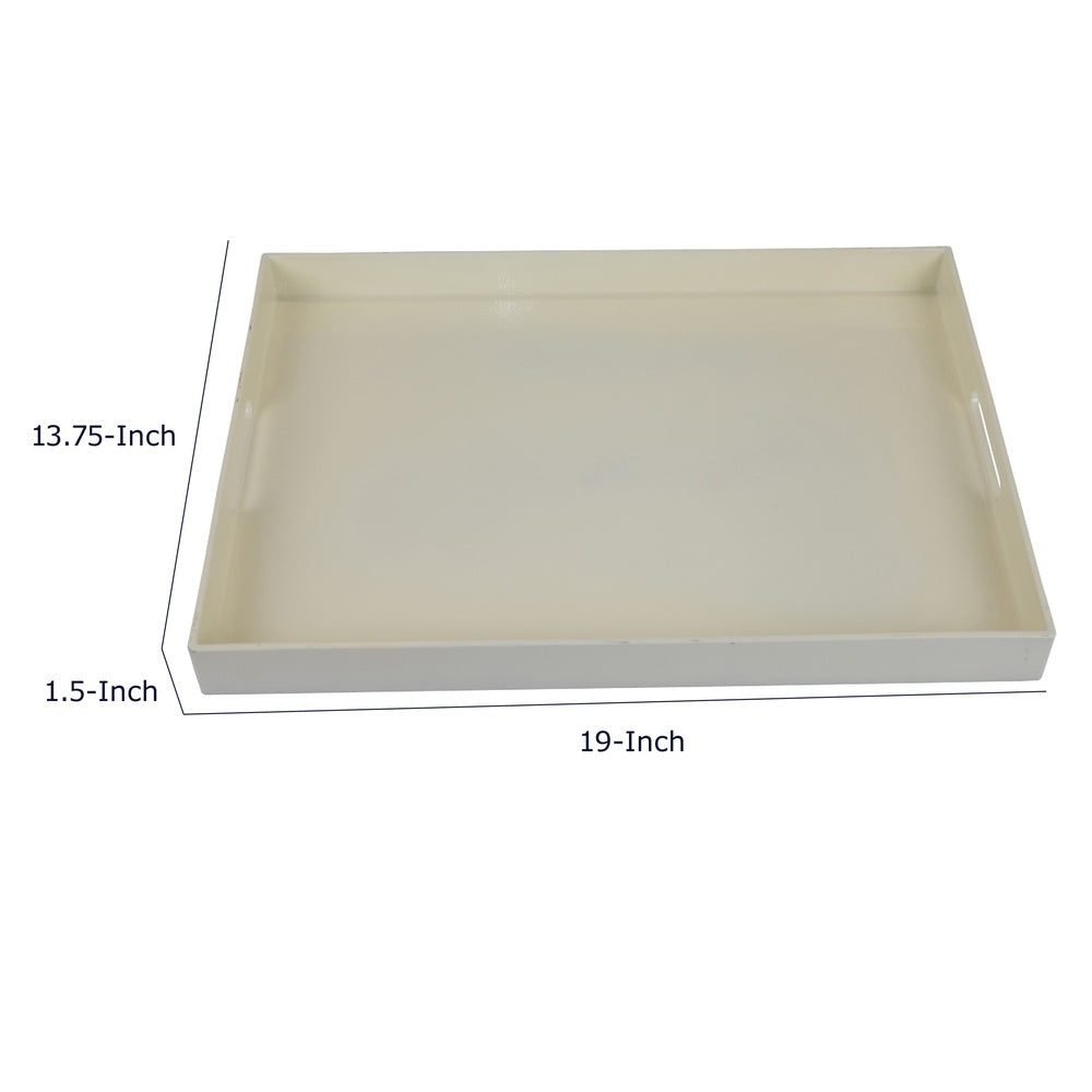 Diana Serving Tray with Integrated H&les | White Polyurethane 19x14