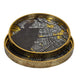 Archy Round Tray | Set of 2 | Abstract Patterns | Black-Gold Polyurethane