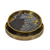 Archy Round Tray | Set of 2 | Abstract Patterns | Black-Gold Polyurethane