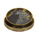 Archy Round Tray | Set of 2 | Abstract Patterns | Black-Gold Polyurethane
